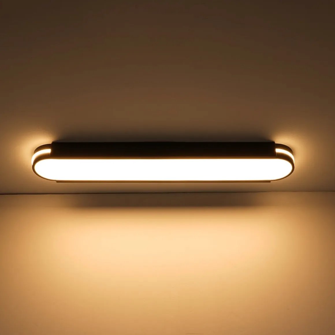 Black Minimalist Oval Dimmable LED Flush Mount Light