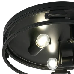 Black Round Frosted Crackled Glass Flush Mount Light