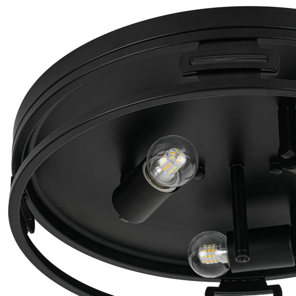 Black Round Frosted Crackled Glass Flush Mount Light