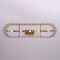 Bloom Art Deco Floral Glass Linear Cage Island Chandelier