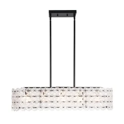Bloom Art Deco Floral Glass Linear Cage Island Chandelier