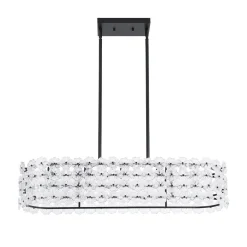 Bloom Art Deco Floral Glass Linear Cage Island Chandelier