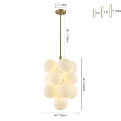 Bloom Brass Cluster Opal Glass Globe Bubble Chandelier