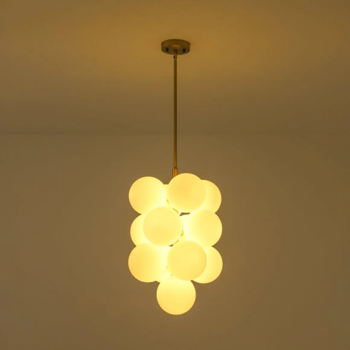 Bloom Brass Cluster Opal Glass Globe Bubble Chandelier
