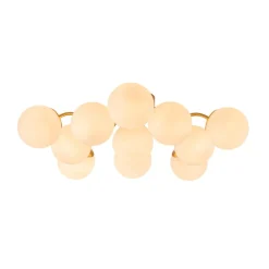 Bloom Brass Frosted Glass Bubble Semi Flush Chandelier