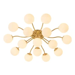Bloom Brass Frosted Glass Bubble Semi Flush Chandelier