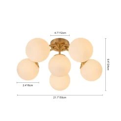Bloom Brass Frosted Glass Bubble Semi Flush Chandelier