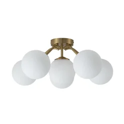 Bloom Brass Frosted Glass Bubble Semi Flush Chandelier