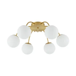 Bloom Dimmable Opal Glass Globe Bubble Semi Flush Chandelier