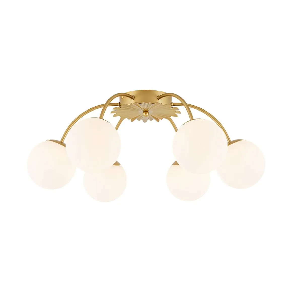 Bloom Dimmable Opal Glass Globe Bubble Semi Flush Chandelier