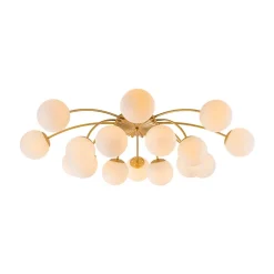 Bloom Dimmable Opal Glass Globe Bubble Semi Flush Chandelier