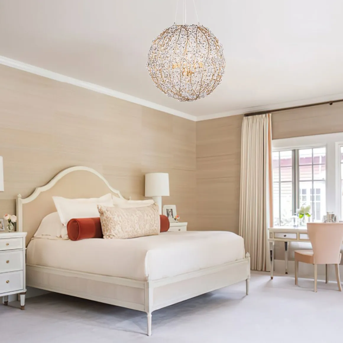 Bloom French Gold Blossom Crystal Floral Orb Chandelier