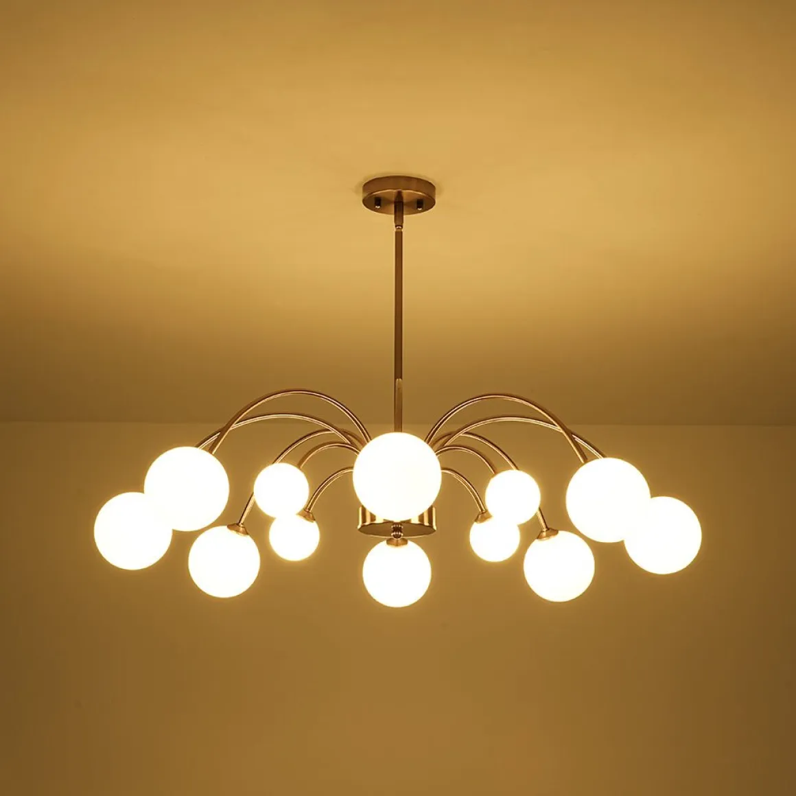 Bloom Frosted Glass Bubble Arched Arm Sputnik Chandelier