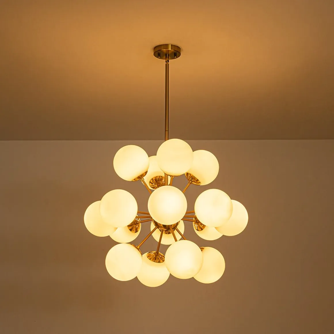Bloom Frosted Glass Bubble Sphere Sputnik Chandelier