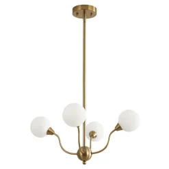 Bloom Frosted Glass Globe Bubble Brass Sputnik Chandelier