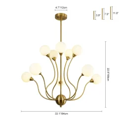 Bloom Frosted Glass Globe Bubble Brass Sputnik Chandelier