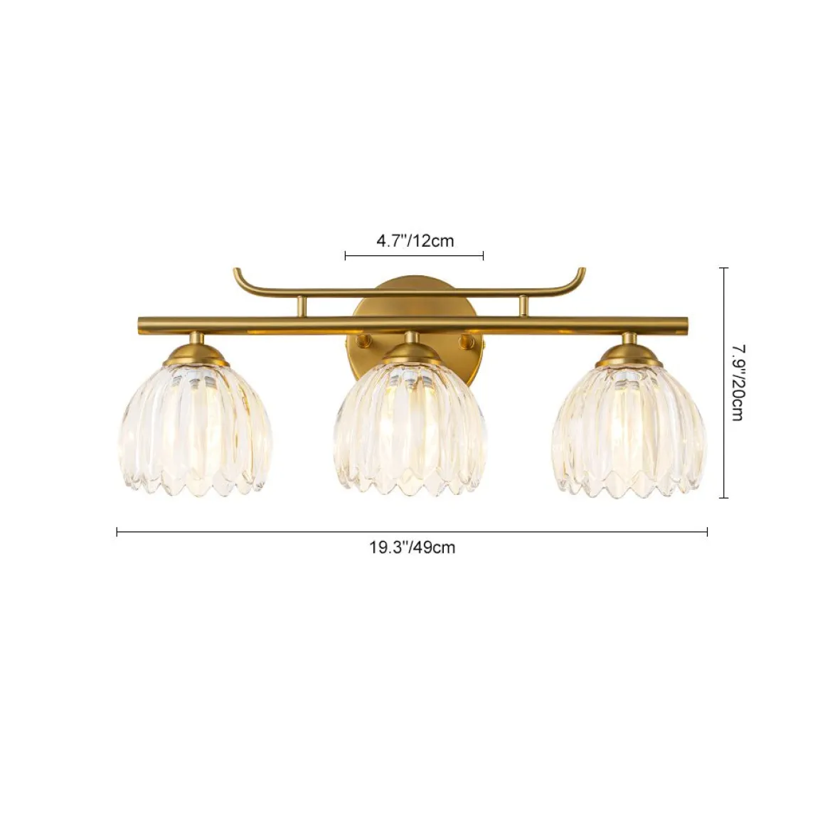 Bloom 3-Light Pleated Clear Glass Flower Vanity Wall Sconce