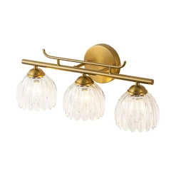 Bloom 3-Light Pleated Clear Glass Flower Vanity Wall Sconce