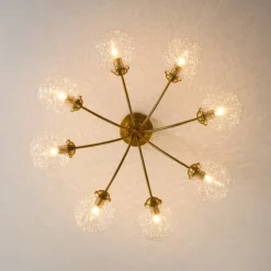 Bloom 8-Light Rippled Glass Globe Bubble Round Semi Flush