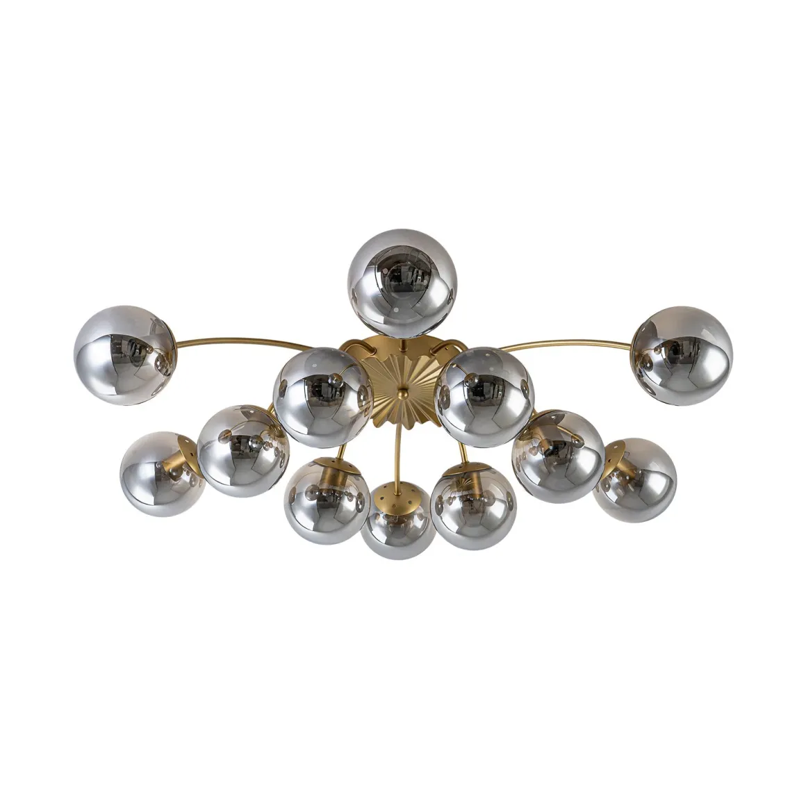 Bloom 12-Light Smoked Glass Bubble Semi Flush Chandelier
