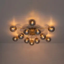 Bloom 12-Light Smoked Glass Bubble Semi Flush Chandelier