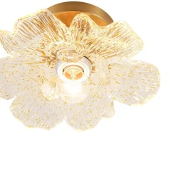 Bloom 1-Light Snow Lotus Clear Glass Flower Semi Flush Mount