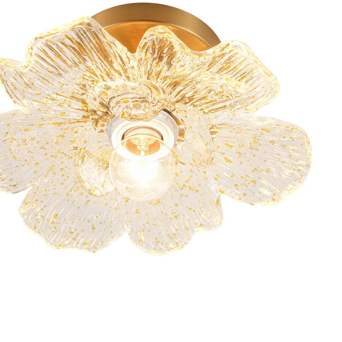 Bloom 1-Light Snow Lotus Clear Glass Flower Semi Flush Mount