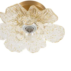 Bloom 1-Light Snow Lotus Clear Glass Flower Semi Flush Mount