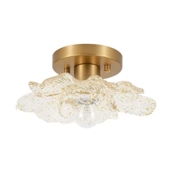 Bloom 1-Light Snow Lotus Clear Glass Flower Semi Flush Mount