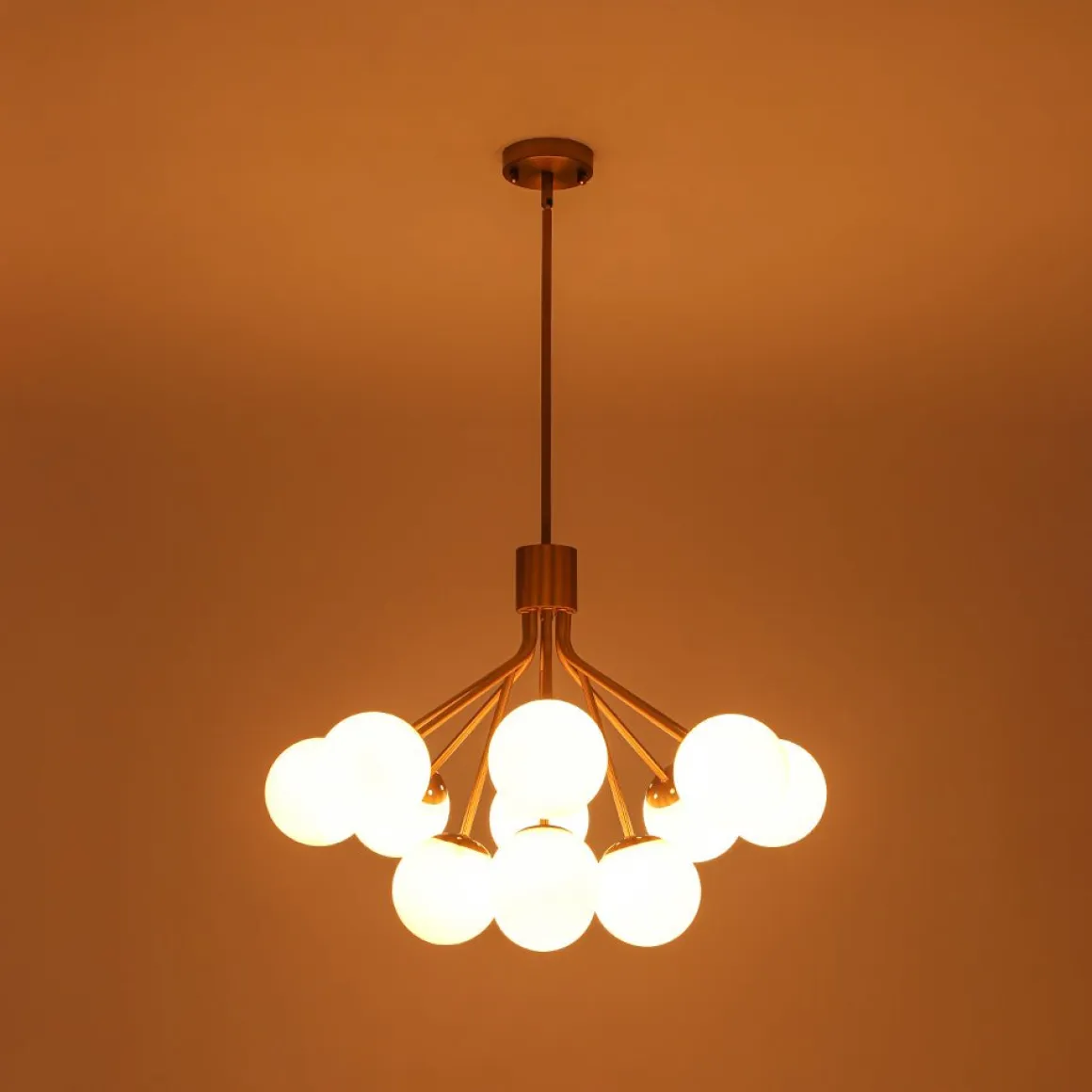 Bloom Opal Glass Bubble Tiered Sputnik Semi Flush Chandelier