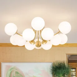 Bloom Tiered Frosted Glass Globe Bubble Semi Flush Chandelier