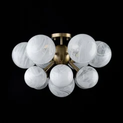 Bloom Tiered Opal Swirl Glass Bubble Semi Flush Chandelier