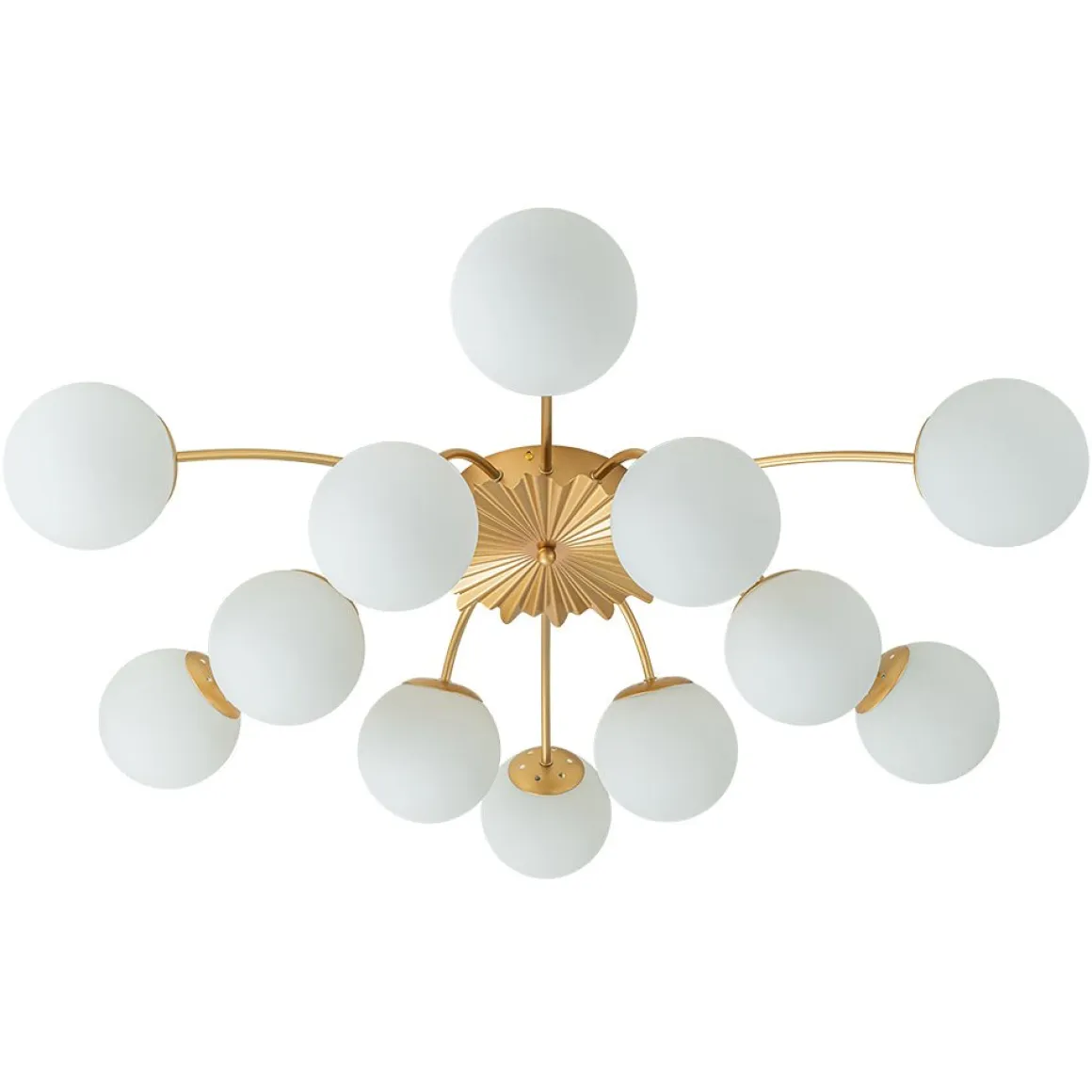 Blossom 12-Light Opal Glass Bubble Semi Flush Chandelier