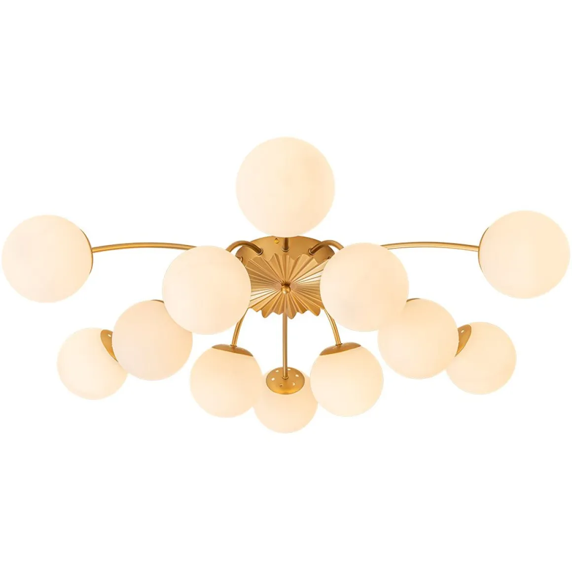 Blossom 12-Light Opal Glass Bubble Semi Flush Chandelier