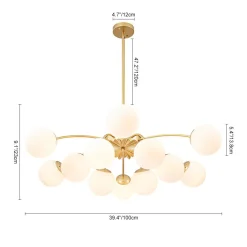 Blossom 12-Light Opal Glass Bubble Semi Flush Chandelier