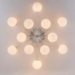 Blossom 12-Light Opal Glass Bubble Semi Flush Chandelier