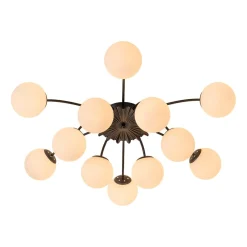 Blossom 12-Light Opal Glass Bubble Semi Flush Chandelier