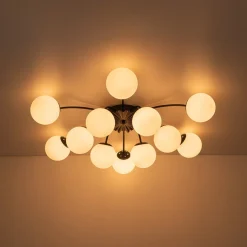 Blossom 12-Light Opal Glass Bubble Semi Flush Chandelier