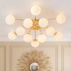 Blossom 12-Light Opal Glass Bubble Semi Flush Chandelier