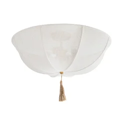 Boho Fabric Linen Round Scalloped Cage Semi Flush Mount