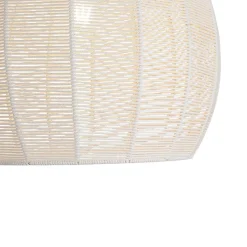 Boho Ivory Woven Thread Dome Cage Semi Flush Mount