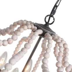 Boho 4-Light Wood Beaded Lantern Pendant