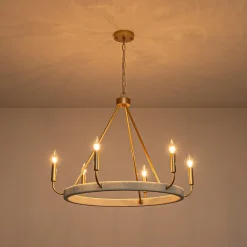 Boho 6-Light Woven String Candle Wagon Wheel Chandelier