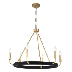 Boho 6-Light Woven String Candle Wagon Wheel Chandelier
