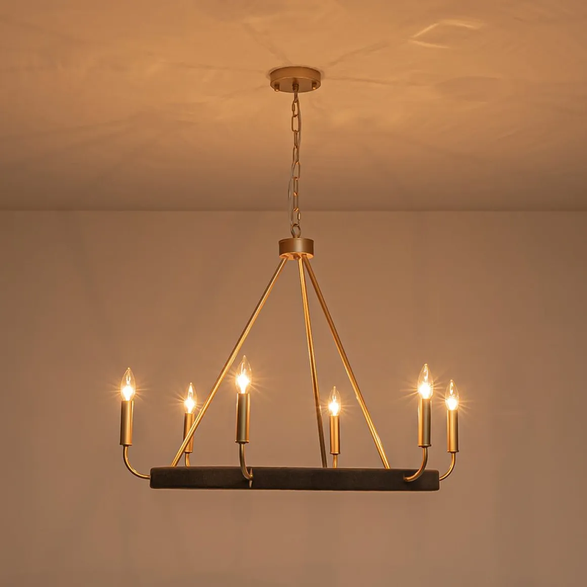 Boho 6-Light Woven String Candle Wagon Wheel Chandelier