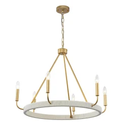 Boho 6-Light Woven String Candle Wagon Wheel Chandelier