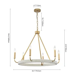 Boho 6-Light Woven String Candle Wagon Wheel Chandelier