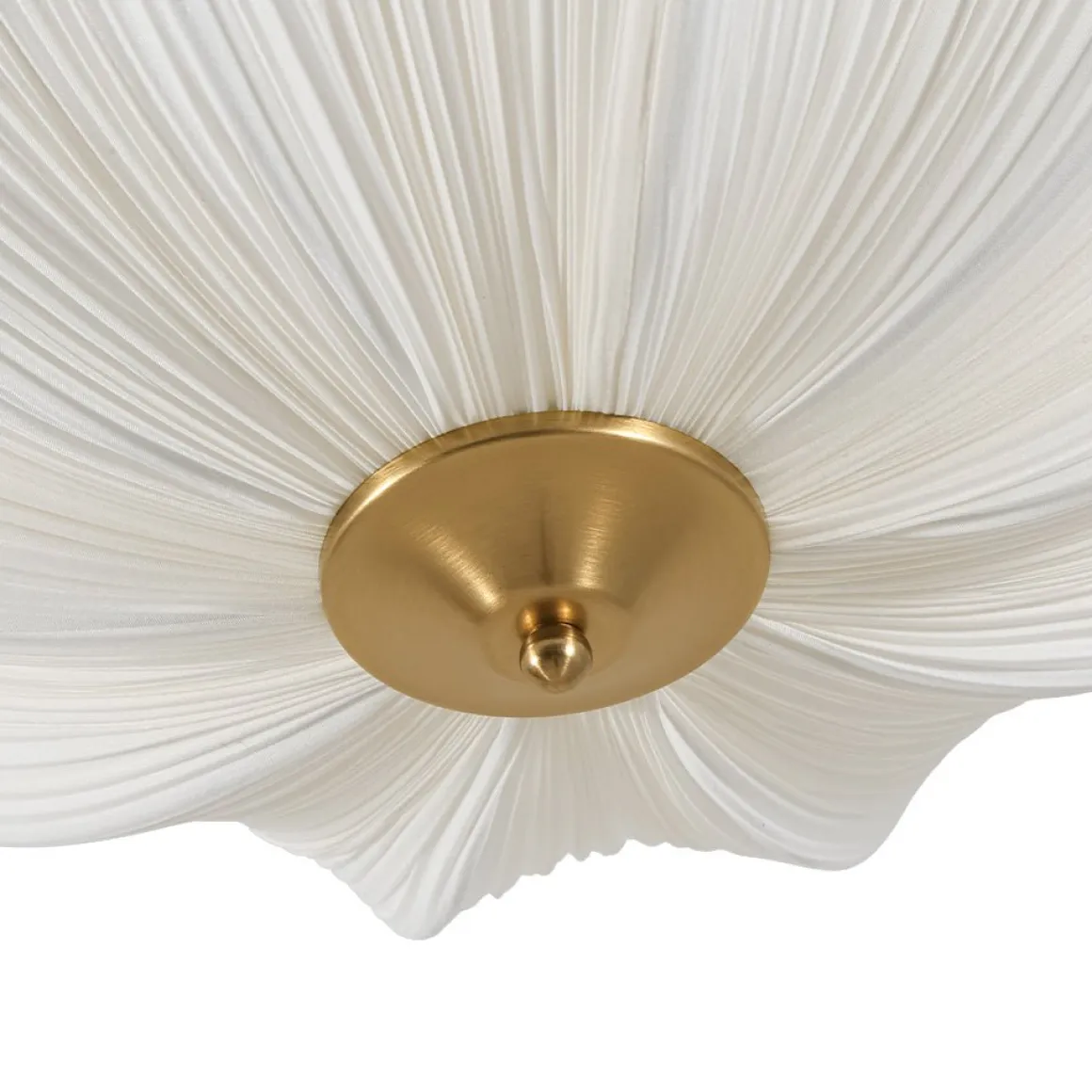 Boho Pleated Flower White Fabric Semi Flush Mount