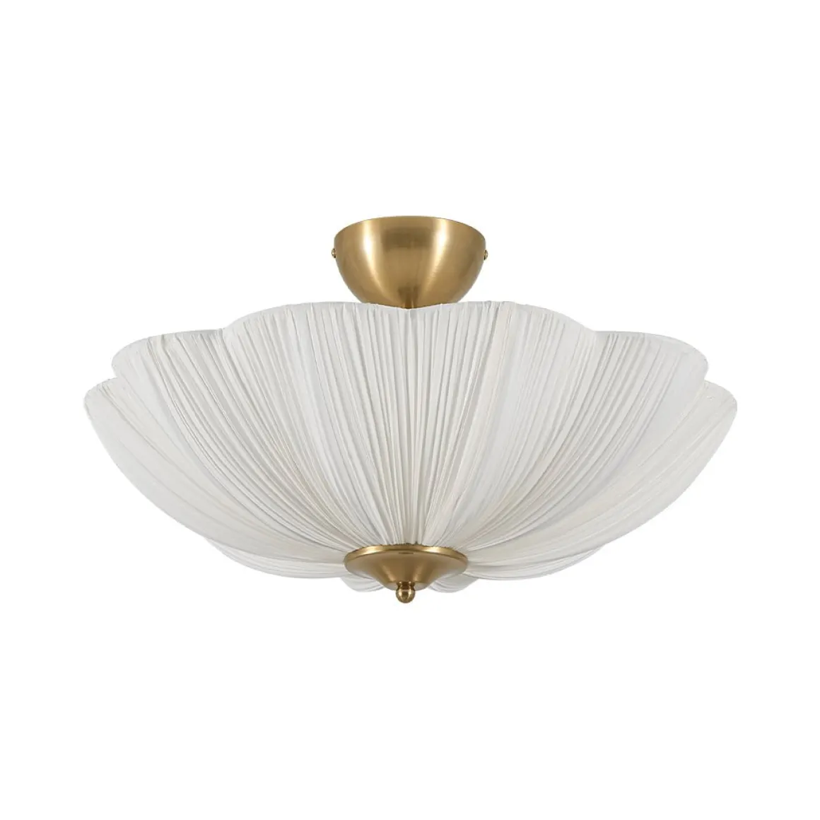 Boho Pleated Flower White Fabric Semi Flush Mount