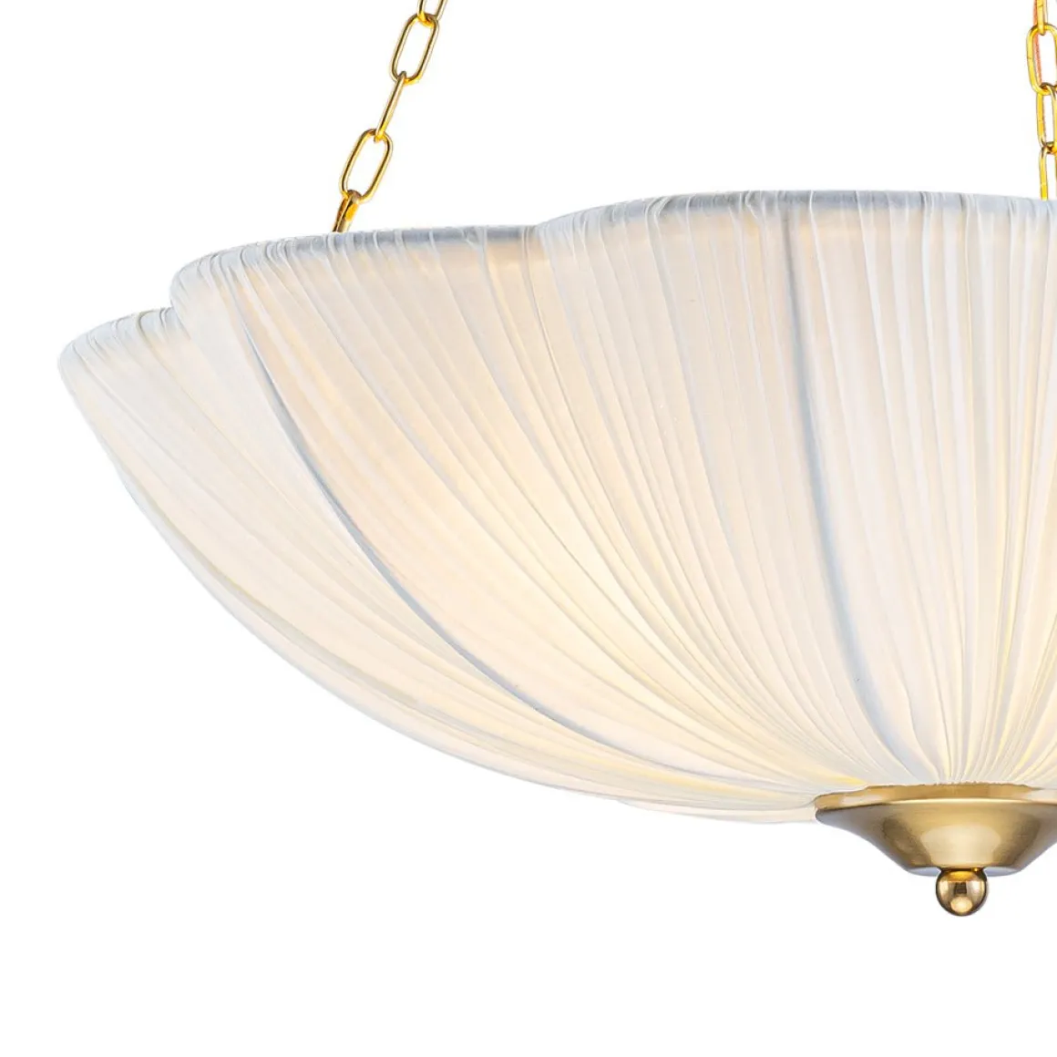 Boho Pleated Flower White Fabric Cage Pendant Light
